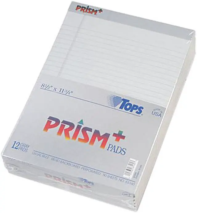 Main image of Tops 63160 Prism Plus Colored Pads, Legal Rule, Letter, Gray, 50-Sheet Pads, 12/Pack