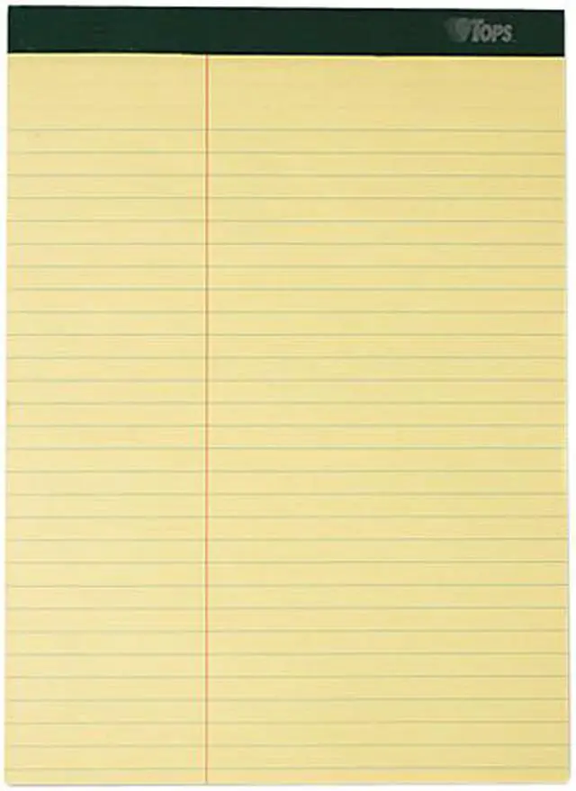 Main image of Tops 63396 Double Docket Ruled Pads, Law Rule, Letter, Canary, 6 100-Sheet Pads/Pack