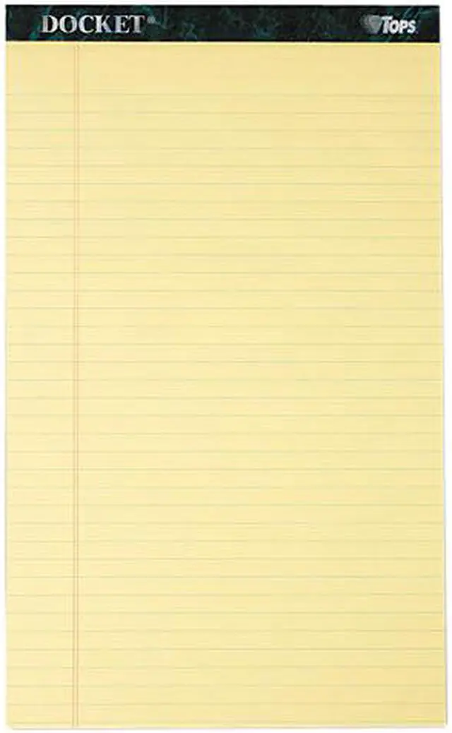Main image of Tops 63580 Docket Ruled Perforated Pads, Legal Rule/Size, Canary, 12 50-Sheet Pads/Pack
