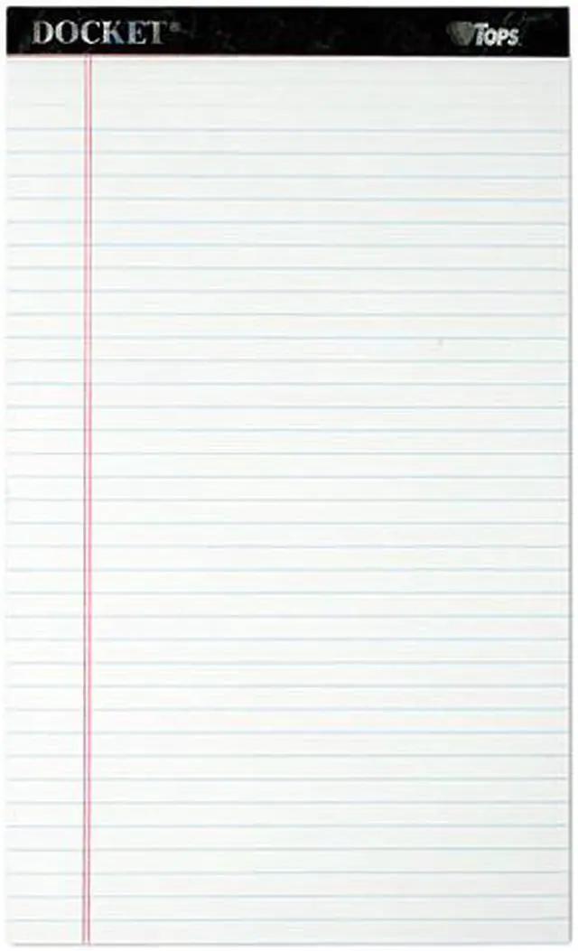 Main image of Tops 63590 Docket Ruled Perforated Pads, Legal Rule/Size, White, 12 50-Sheet Pads/Pack