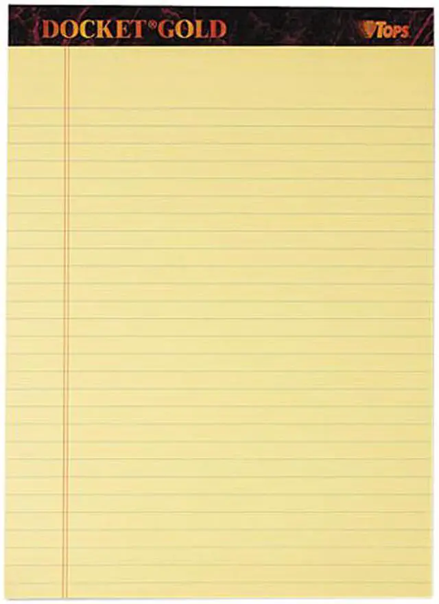Main image of Tops 63950 Docket Ruled Perforated Pads, 8 1/2 x 11 3/4, Canary, 50 Sheets, Dozen