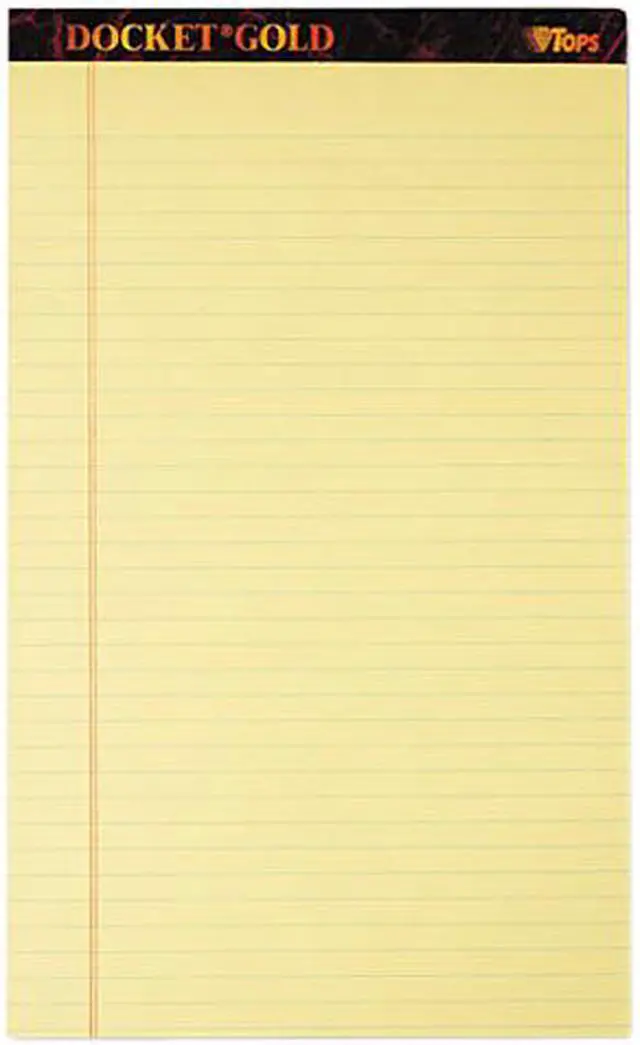 Main image of Tops 63980 Docket Gold Ruled Perforated Pad, Legal Rule/Size Canary, 50-Sheet Pads, Dozen