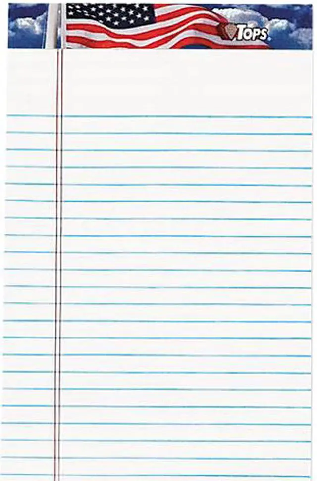 Main image of Tops 75101 American Pride Writing Pad, Jr. Legal Rule, 5 x 8, White, 12 50-Sheet Pads/Pack