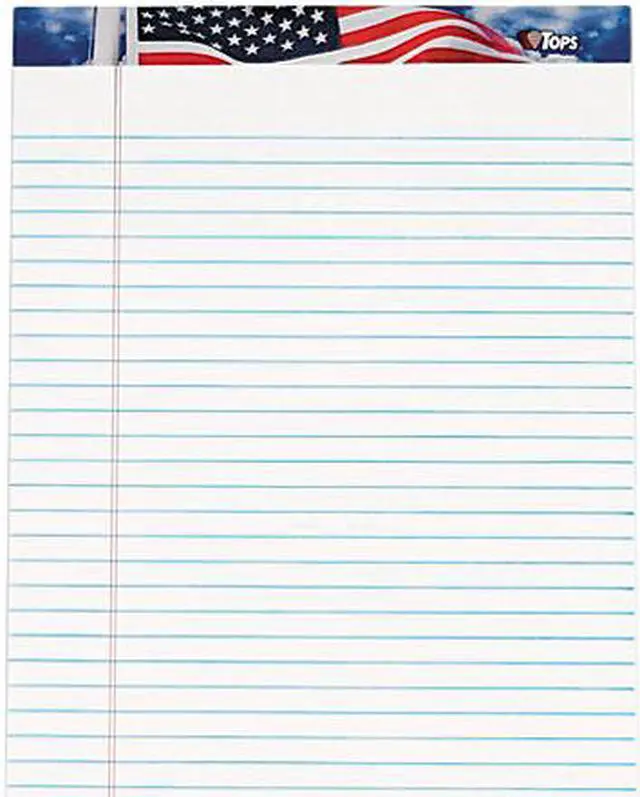 Main image of Tops 75111 American Pride Writing Pad, Jr. Legal Rule, 8-1/2 x 11-3/4, White, 50-Sheet, Dz.