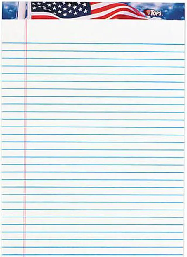 Main image of Tops 75140 American Pride Writing Pad, Lgl Rule, 8-1/2 x 11-3/4, White, 50-Sheet 12/Pack