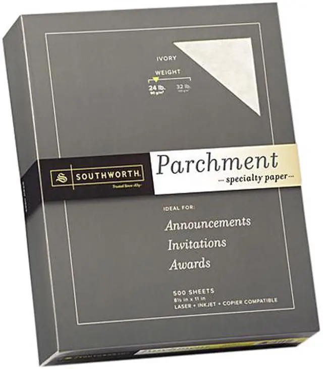 Main image of Southworth 984C Parchment Specialty Paper, 24 lbs., 8-1/2 x 11, Ivory, 500/Box