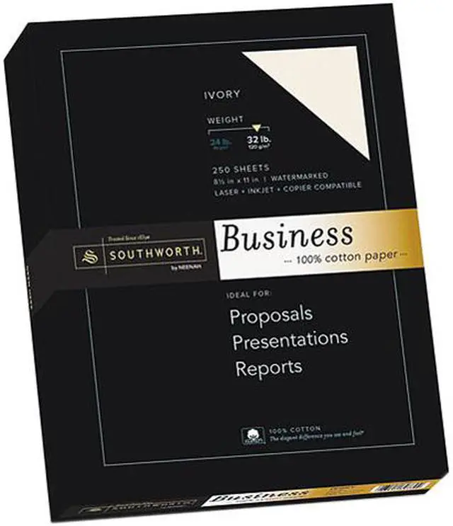Main image of Southworth JD18IC - 100% Cotton Business Paper, Ivory, 32 lbs., 8-1/2 x 11, 250/Box