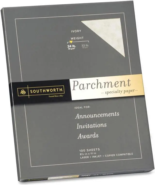 Main image of Southworth P984CK Parchment Specialty Paper, 24 lbs., 8-1/2 x 11, Ivory, 100/Pack