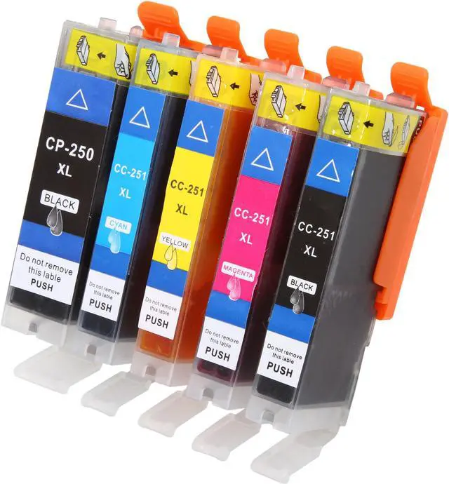 Main image of Ink4work CA-250/251XL*5 5 Pack Ink Cartridge combo replaces Canon PGI-250XL, CLI- 251XL for Canon InkJet Printers; Black, Black, Cyan, Magenta & Yellow