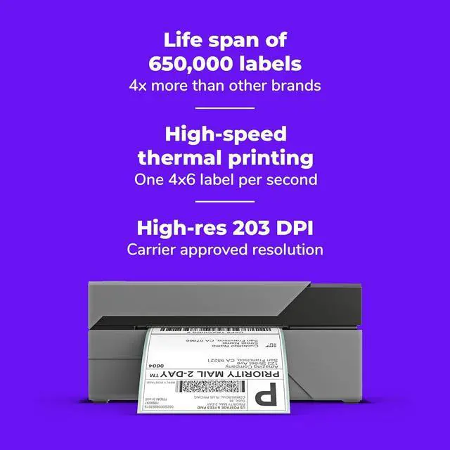 Alt view image 2 of 5 - Rollo X1038 USB Shipping Label Printer - Commercial Grade 4x6 Thermal Label Printer for Shipping Packages - High Speed Custom Sticker Label Maker for Small Business