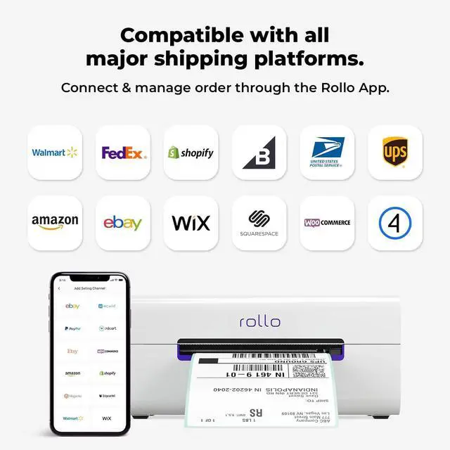 Alt view image 2 of 4 - Rollo X1040 Wireless Shipping Label Printer - Wi-Fi Thermal Label Printer 4x6 for Shipping Packages - AirPrint from iPhone, iPad, Mac - Supports Windows, Chromebook, Android, Linux