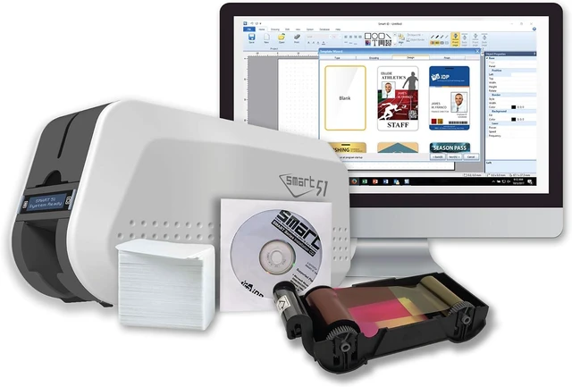 Alt view image 2 of 6 - IDP SMART-51S ID Card Printer EZLoad Bundle: Includes Printer, Camera, Color Ribbon, 100 Cards and Software (17 sec/card YMCKO) (5 sec/card Mono) (300 dpi Color/1200 dpi Mono) (USB) - 651398BEZ