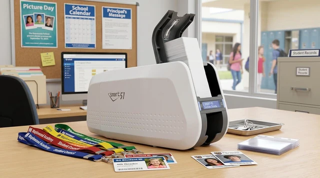 Alt view image 6 of 6 - IDP SMART-51S ID Card Printer EZLoad Bundle: Includes Printer, Camera, Color Ribbon, 100 Cards and Software (17 sec/card YMCKO) (5 sec/card Mono) (300 dpi Color/1200 dpi Mono) (USB) - 651398BEZ