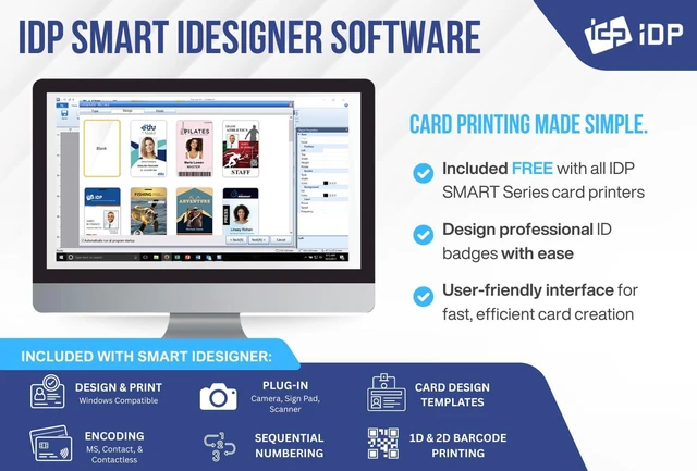 Alt view image 4 of 6 - IDP SMART-51S ID Card Printer EZLoad Kit: Includes Printer, Color Ribbon, 100 Cards and Software (17 sec/card YMCKO) (5 sec/card Mono) (300 dpi Color/1200 dpi Mono) (USB) - 651398KEZ