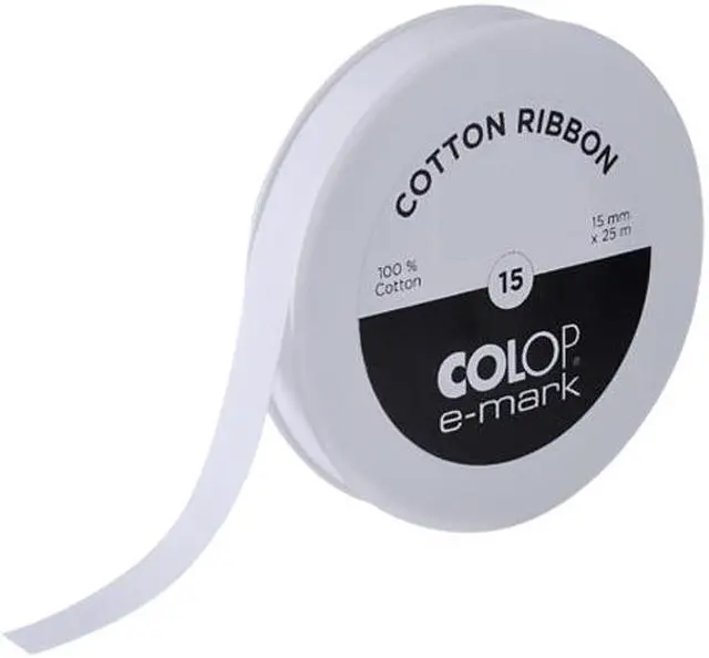 Main image of COLOP e-Mark CP_155777 Ribbon, Cotton, 15mm x 25m (WHITE)