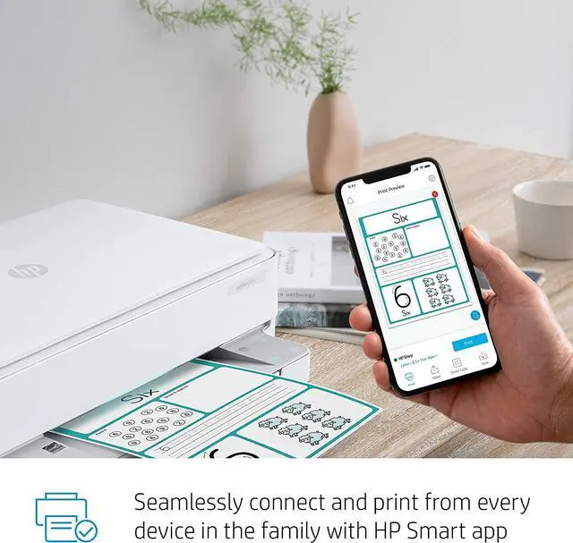 Alt view image 6 of 7 - HP ENVY 6052 Wireless All-in-One Color Inkjet Printer, Mobile Print, Scan & Copy, Instant Ink Ready, Manufacturer Renewed with 1 year HP Warranty