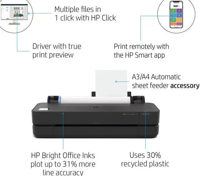 Alt view image 5 of 5 - HP DesignJet T230 24" Large-Format Compact Wireless Plotter Printer 5HB07H#B1K
