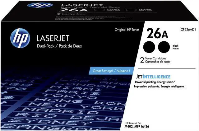 Alt view image 2 of 2 - HP 26A Toner Cartridge - Black - 2 Pack CF226AD