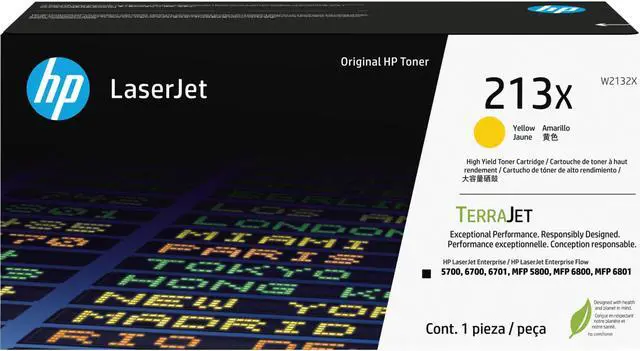 Main image of HP 213X TerraJet High Yield LaserJet Toner Cartridge - Yellow  W2132X