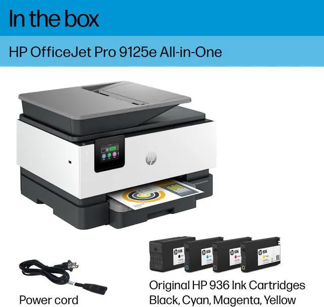 Alt view image 6 of 19 - HP OfficeJet Pro 9125e Wireless Color All-in-One Printer with Bonus 3 Months Instant Ink with HP+, Gray, Medium 403X0A#B1H