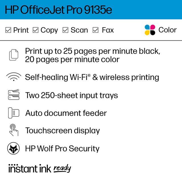 Alt view image 2 of 20 - HP OfficeJet Pro 9135e Wireless All-in-One Printer with Bonus 3-Month Supply of Instant Ink