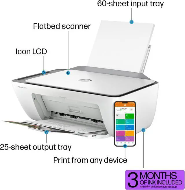 Alt view image 3 of 19 - HP DeskJet 2855e All-in-One Wireless Color Printer