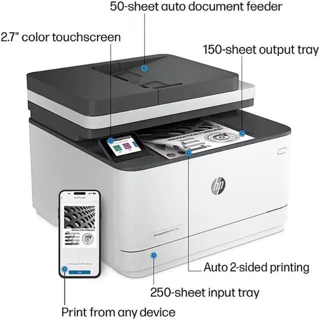 Alt view image 2 of 5 - HP LaserJet Pro 3101sdw Printer