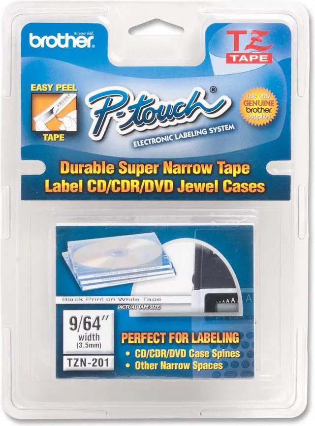 Main image of TZ Super-Narrow Non-Laminated Tape for P-Touch Labeler, 1/8w, Black on White
