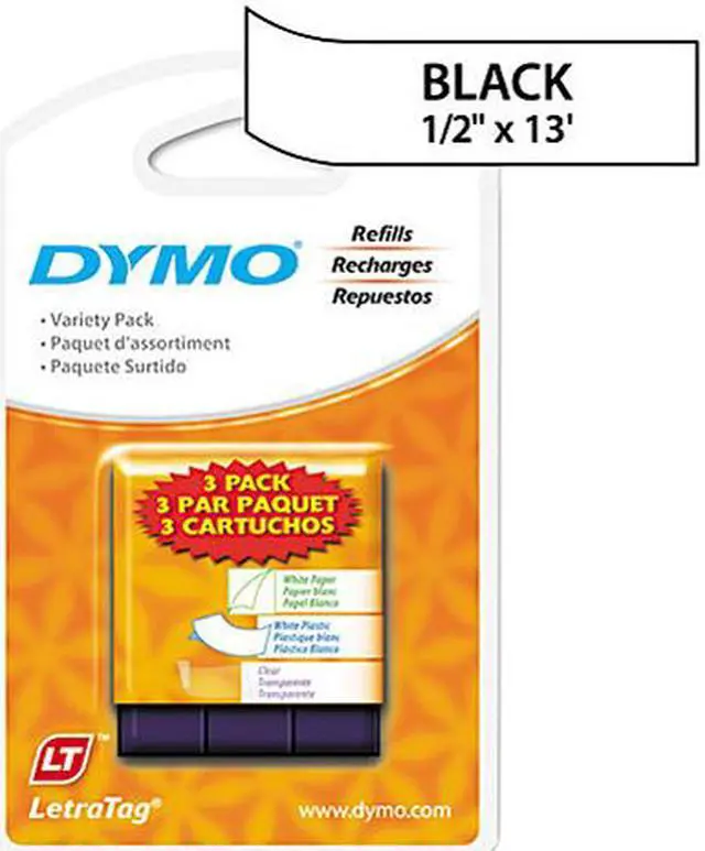 Main image of DYMO LetraTag 12331 3-Roll Starter Kit 0.50" Width x 13 ft Length - 3 / Pack - Plastic - Direct Thermal - Assorted