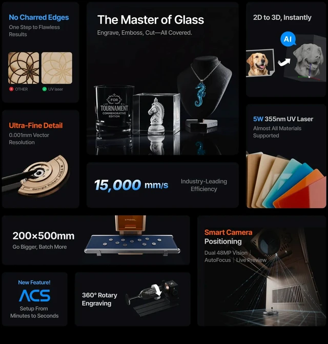 Alt view image 2 of 8 - xTool F2 Ultra UV - 5W UV Laser Engraver for Glass, Crystal, Plastic, Wood & More | P0101000393