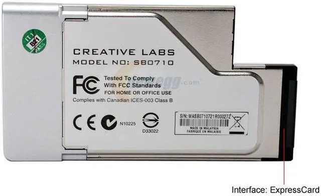 Alt view image 4 of 7 - Creative Sound Blaster X-Fi Xtreme Audio Notebook 7.1 Channels 24-bit 96KHz ExpressCard Interface Sound Card