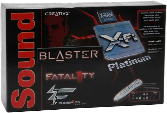 Alt view image 10 of 10 - Creative Sound Blaster X-Fi Platinum Fatal1ty Champion 70SB046A00003 7.1 Channels 24-bit 192KHz PCI Interface Sound Card