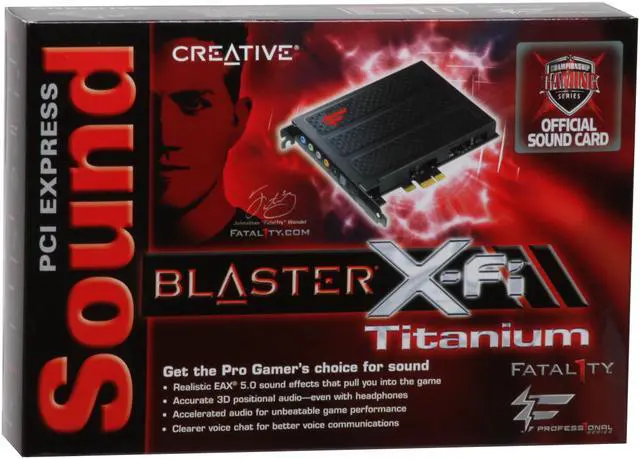 Alt view image 7 of 7 - Creative Sound Blaster X-Fi Titanium Fatal1ty Professional 70SB088600002 7.1 Channels 24-bit 96KHz PCI Express x1 Interface Sound Card