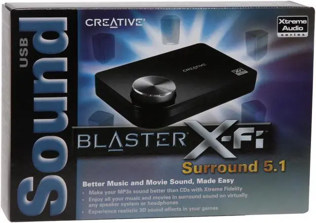 Alt view image 8 of 8 - Creative Sound Blaster X-Fi Surround 5.1 SB1090 5.1 Channels 24-bit 96KHz USB Interface Sound Card