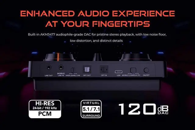 Alt view image 4 of 7 - Creative Sound Blaster GC7 Game Streaming DAC Amp ft Programmable Buttons, Super X-Fi, 7.1 Virtual Surround, Battle Mode, Scout Mode, GameVoice Mix, for PC, PS4/PS5, Nintendo Switch, Xbox