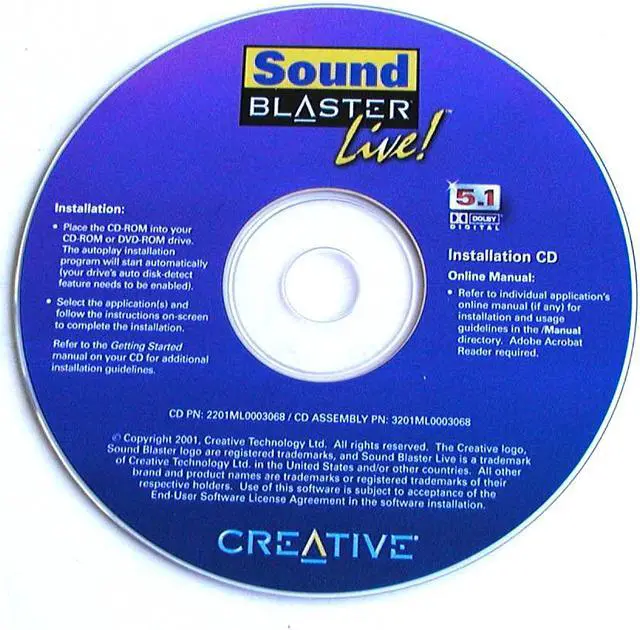 Alt view image 2 of 2 - Creative SB0100 5.1 Channels PCI Interface Sound Blaster Live! Sound Card - OEM