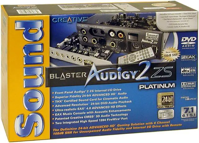 Alt view image 7 of 7 - Creative Sound Blaster Audigy2 ZS Platinum 7.1 Channels 24-bit 192KHz PCI Interface Sound Card