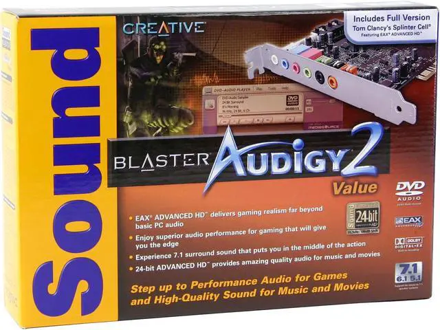 Alt view image 5 of 5 - Creative Sound Blaster Audigy 2 Value SB0400 7.1 Channels 24-bit 192KHz PCI Interface Sound Card