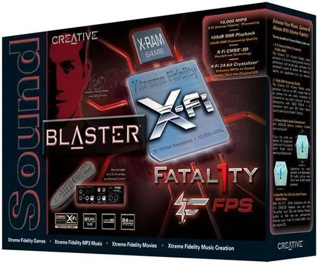 Alt view image 6 of 6 - Creative SOUND BLASTER X-Fi Fatal1ty FPS 7.1 Channels 24-bit 96KHz PCI Interface Sound Card
