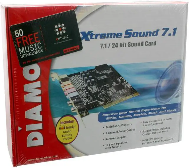 Alt view image 5 of 5 - DIAMOND XtremeSound XS71 7.1 Channels 16-bit 96KHz PCI Interface Sound Card