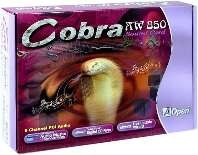 Alt view image 4 of 4 - AOpen Cobra AW850 5.1 Channels PCI Interface Sound Card