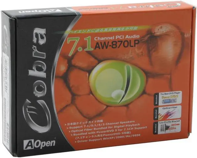 Alt view image 6 of 6 - AOpen Cobra AW870LP 7.1 Channels 24-bit 96KHz PCI Interface Sound Card