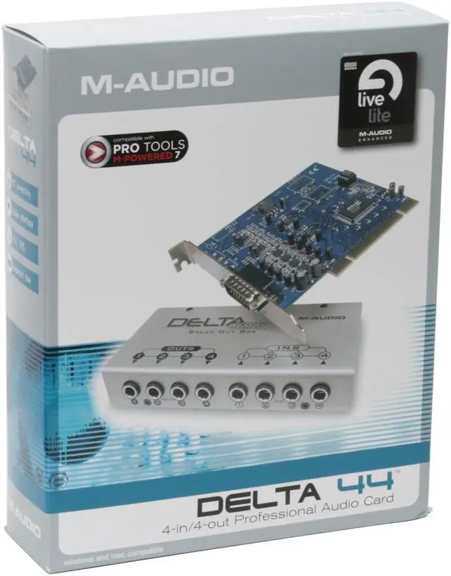 Alt view image 10 of 10 - M-AUDIO Delta 44 24-bit 96KHz PCI/Break Out Port Interface Professional 4-In-4-Out Audio Card