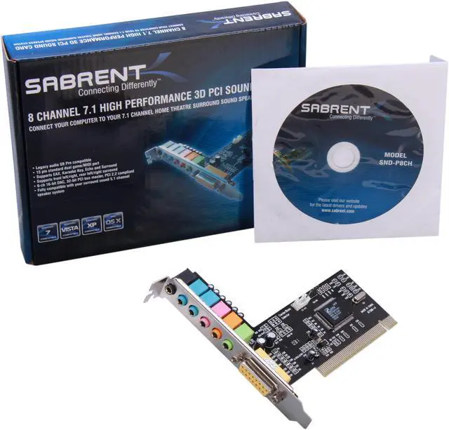 Alt view image 5 of 5 - SABRENT SND-P8CH 7.1 Channels 16/24bits 44.1k/48k/96KHz PCI Interface High-Performance Surround Sound