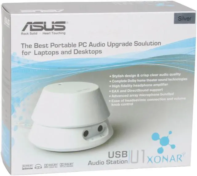 Alt view image 14 of 14 - ASUS 90-YAB600S-UAY00+ 5.1 Channels 48KHz USB Interface Xonar U1 Silver Audio Station