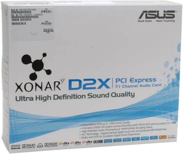 Alt view image 9 of 9 - ASUS Xonar D2X 7.1 Channels 24-bit 192KHz PCI Express x1 Interface Sound Card