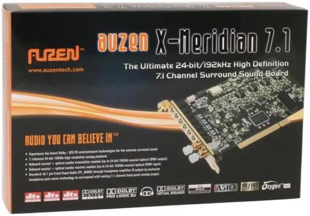 Alt view image 7 of 7 - AUZEN AZT-XM71 7.1 Channels 24-bit 192KHz PCI Interface Auzen X-Meridian 7.1 Sound Card