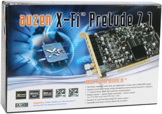 Main image of AUZEN Auzen X-Fi Prelude 7.1 7.1 Channels 24-bit 96KHz PCI Interface Sound Card
