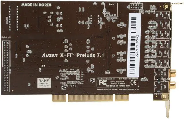 Alt view image 5 of 8 - AUZEN Auzen X-Fi Prelude 7.1 7.1 Channels 24-bit 96KHz PCI Interface Sound Card