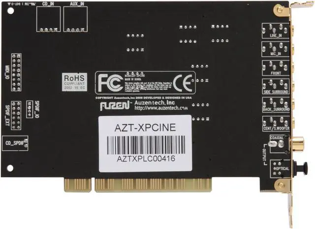 Alt view image 4 of 8 - AUZEN AZT-XPCINE 7.1 Channels 24-bit 96KHz PCI Interface X-Plosion 7.1 Cinema Audio Card